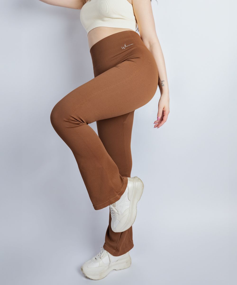 Wherever Coffe Flare Seamless Ribbed Pants