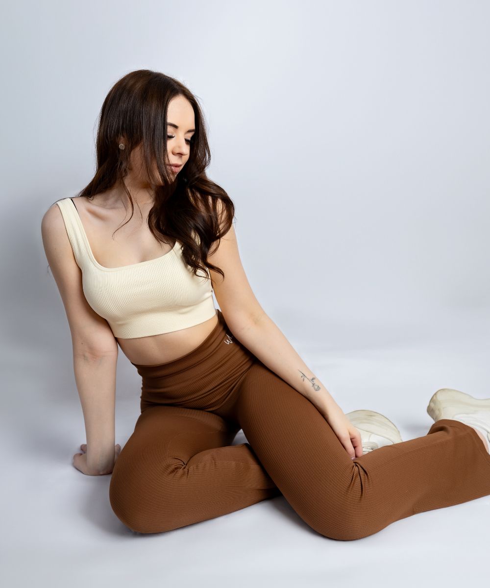 Wherever Coffe Flare Seamless Ribbed Pants