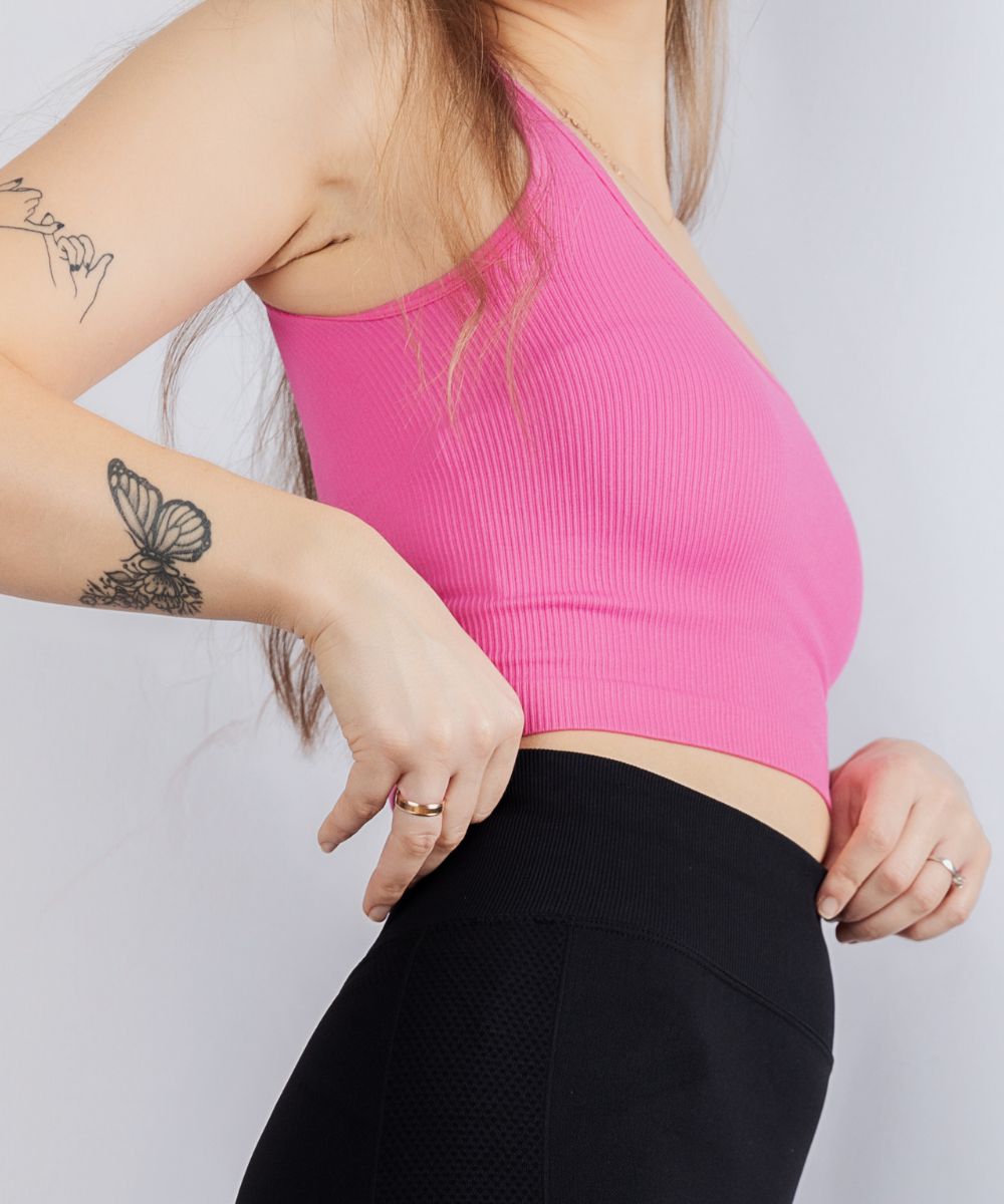 Wherever Dark Pink New Ribbed Seamless Top