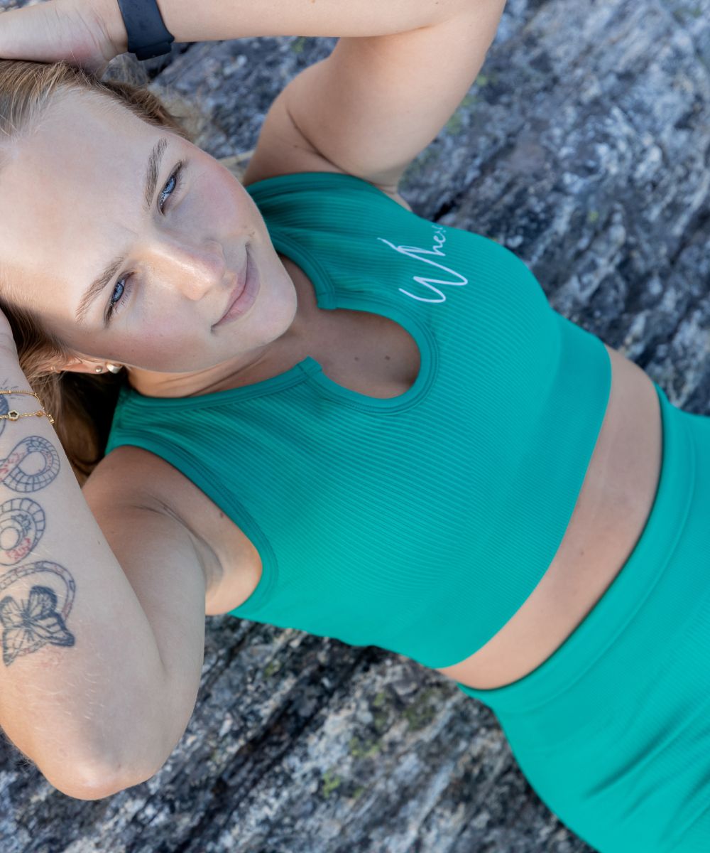 Wherever Evergreen Ribbed Seamless Crop Top