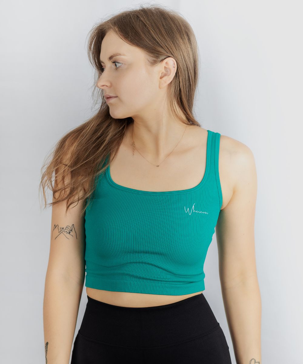 Wherever Evergreen New Ribbed Seamless Top