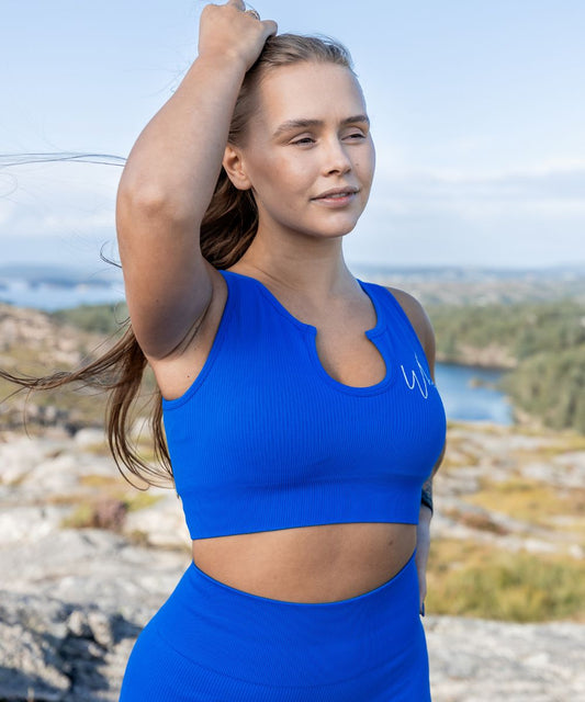 Wherever Berry Blue Ribbed Seamless Crop Top