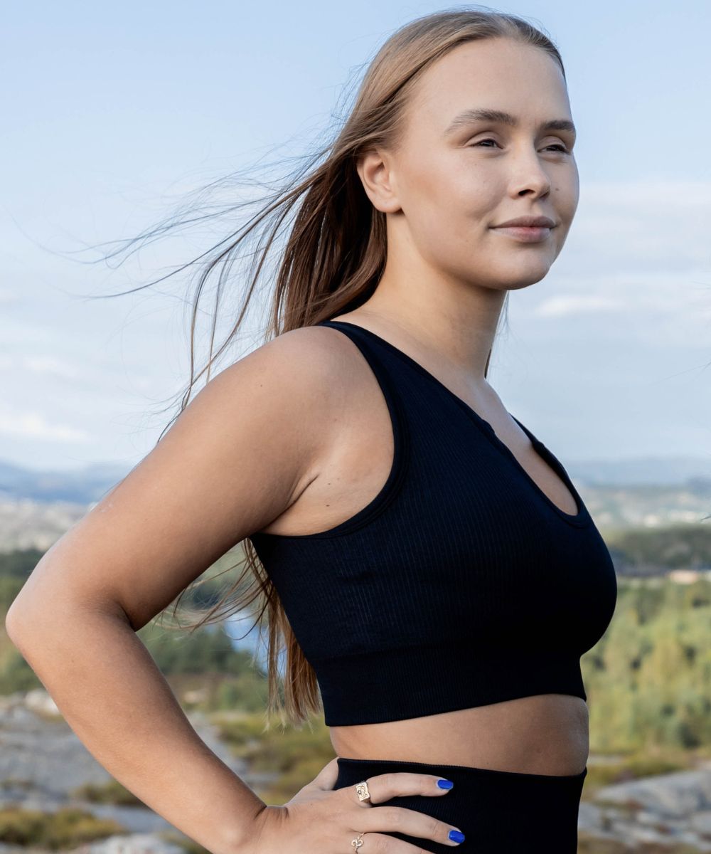 Wherever Black Ribbed Seamless Crop Top