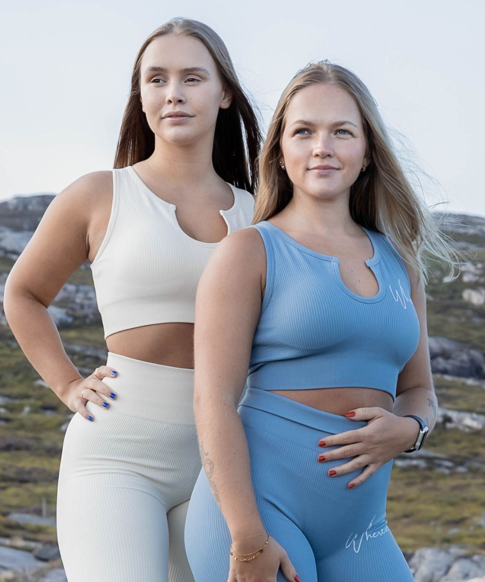 Wherever Stone Blue Ribbed Seamless Crop Top