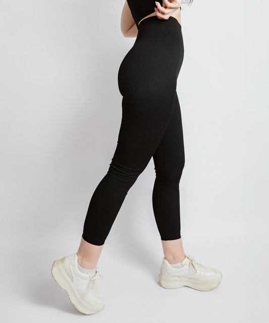 Wherever Black Ribbed Seamless Tights 2.0