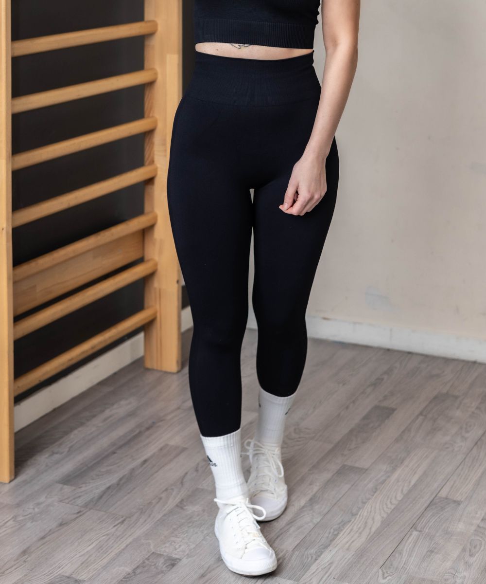 Wherever Black High Waist Solid Tights 2.0